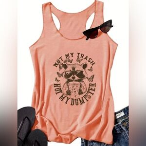 Women’s Funny Graphic Tank Top - 'Not My Trash' Raccoon / Graphic tee small